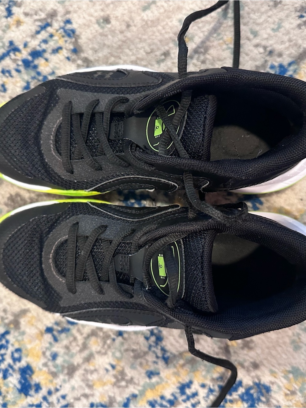 Under Armour Kids Black Sneakers with Lime Green Accent